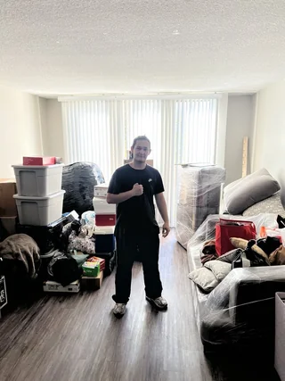 Professional movers with furniture